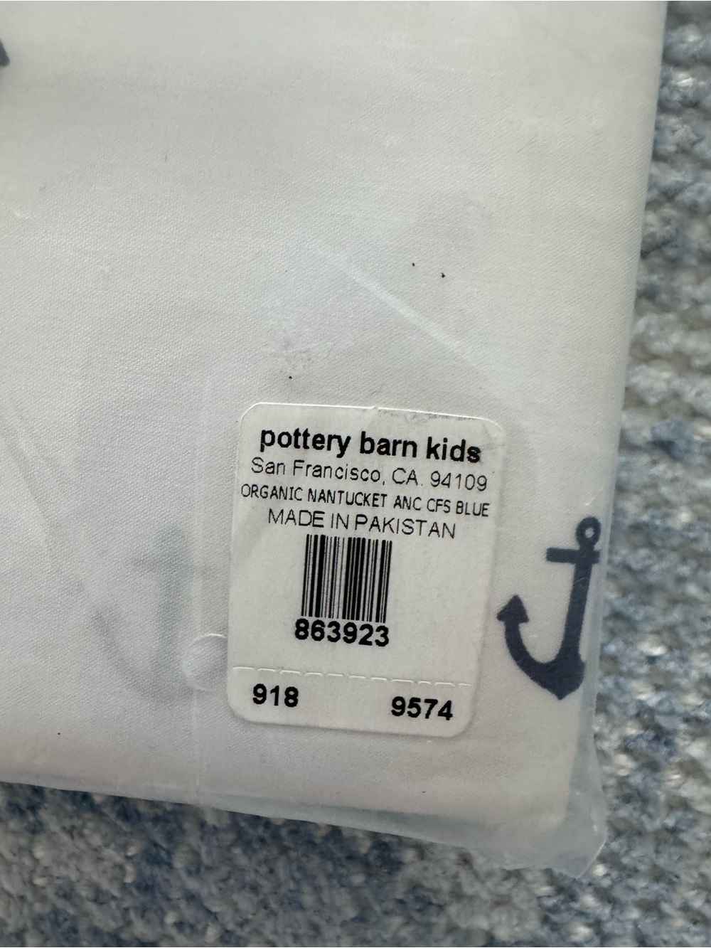 Pottery Barn Kids ~Nantucket Blue Anchor~ Crib Fitted Sheet - Picture 4 of 5